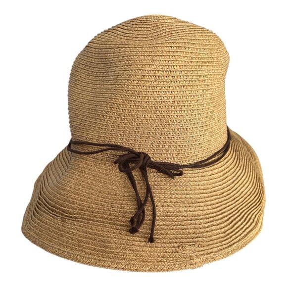 San Diego Hat Company Women’s Straw Cloche Hat Brown Chain Trim One Size - Picture 2 of 6